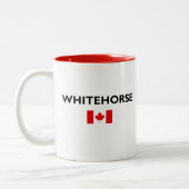 ホワイトホースカナダ国旗のライトカラー ツートーンマグカップ (左)