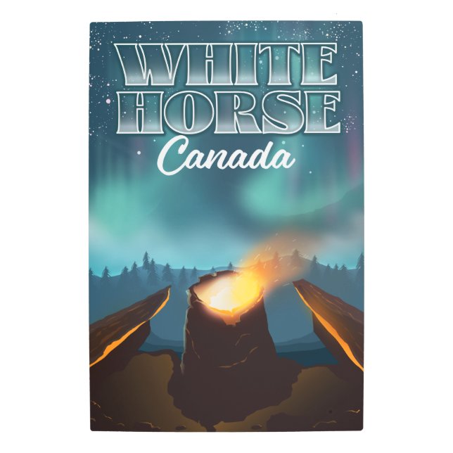ホワイトホースカナダ旅行ポスター メタルプリント (正面)