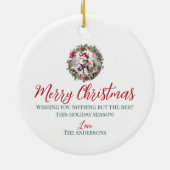 ホワイトホースクリスマスホリーベリーリース セラミックオーナメント (裏面)