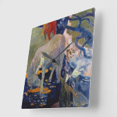 ホワイトホースバイポールゴーギンヴィンテージファインアート スクエア壁時計 (傾斜)