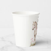 ホワイトホースピンクボウフローラ誕生日 紙コップ (右)