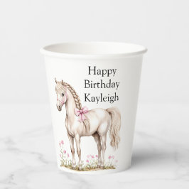 ホワイトホースピンクボウフローラ誕生日 紙コップ