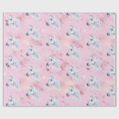 ホワイトホースピンク誕生日ガール女性のカーボーイ ラッピングペーパー (フラット)
