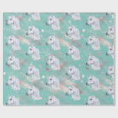 ホワイトホースピンク誕生日ガール女性のカーボーイ ラッピングペーパー (フラット)