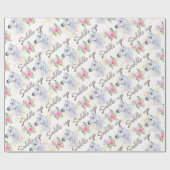 ホワイトホースピンク誕生日ガール女性のカーボーイ ラッピングペーパー (フラット)