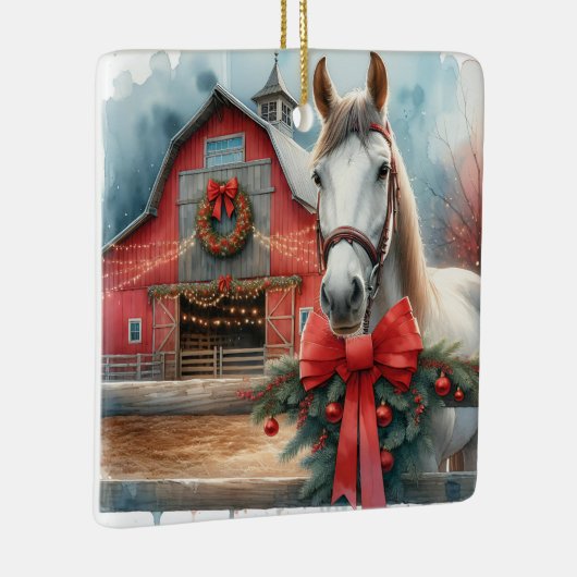 ホワイトホースフェスティバルファームクリスマスパーソナライズされた セラミックオーナメント (右)