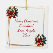 ホワイトホースフェスティバルファームクリスマスパーソナライズされた セラミックオーナメント (裏面)