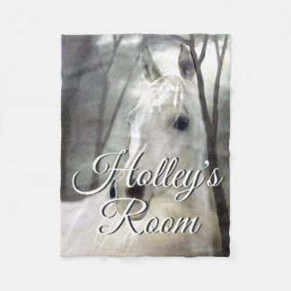 ホワイトホースポートレート絵画ズアーパーソナライズされたト フリースブランケット