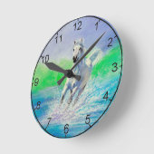 ホワイトホースランニングのビーチ時計 ラウンド壁時計 (傾斜)