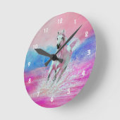 ホワイトホースランニングのビーチ時計 ラウンド壁時計 (傾斜)