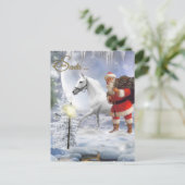 ホワイトホース付きサンタクロース シーズンポストカード (スタンド正面)