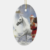 ホワイトホース付きサンタクロース セラミックオーナメント (右)