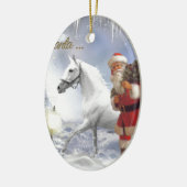 ホワイトホース付きサンタクロース セラミックオーナメント (左)