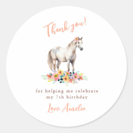 ホワイトホース誕生日パーティーフローラピンクありがとう ラウンドシール