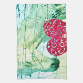 ホワイトホース赤いハートバレンタイン キッチンタオル (縦)