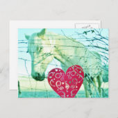 ホワイトホース赤いハートバレンタイン シーズンポストカード (正面/裏面)