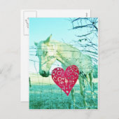ホワイトホース赤いハートバレンタイン シーズンポストカード (正面/裏面)