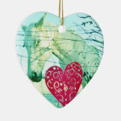 ホワイトホース赤いハートバレンタイン セラミックオーナメント (右)