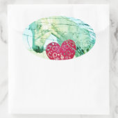 ホワイトホース赤いハートバレンタイン 楕円形シール (バッグ)