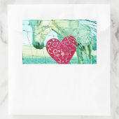 ホワイトホース赤いハートバレンタイン 長方形シール (バッグ)