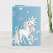 ホワイトホース雪の結晶シーズンのグリーティングクリスマス シーズンカード (裏面)