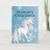 ホワイトホース雪の結晶シーズンのグリーティングクリスマス シーズンカード (正面)