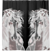 ホワイトホース黒シャワーカーテン色を選択 シャワーカーテン (正面)