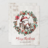 ホワイトホース サンタ帽 クリスマスリース ラスティックウッド シーズンカード (正面/裏面)
