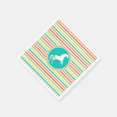 ホワイトホース；明るいレインボーストライプズ スタンダードカクテルナプキン (角)