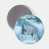 ホワイトホース&海サーフウマ科のアートマグネット マグネット (正面/裏面)