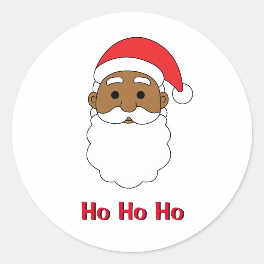 ホワイトホーホーホーホアフリカ系アメリカンサンタクロース一家 ラウンドシール (正面)