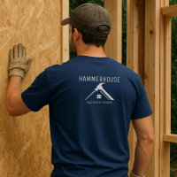 ホワイトホームビルダー建築スタッフネイビーTシャツ