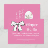 ホワイトボウおむつくじピンクチケット同封カード 招待状 (正面/裏面)