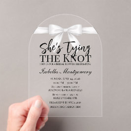 ホワイトボウのShe's Tying the Knotテーマ アクリル招待状
