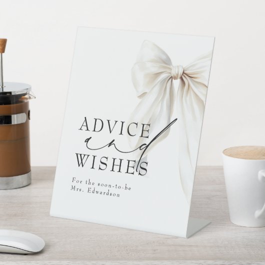 ホワイトボウアドバイスアンドウィッシュブライダルシャワー 台座サイン (インサイチュ)