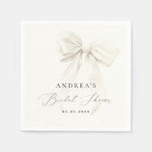ホワイトボウエレガントスクリプトクラッシシックブライダルシャワー スタンダードカクテルナプキン (正面)
