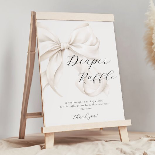 ホワイトボウオムツラッフルテーブルサイン ポスター