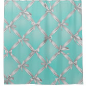 ホワイトボウズターコイズロビンズエッグブルー シャワーカーテン (正面)