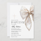 ホワイトボウバプティスガール招待状 招待状 (正面)