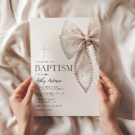 ホワイトボウバプティスガール招待状 招待状
