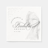 ホワイトボウパールブライダルシャワー スタンダードカクテルナプキン (正面)
