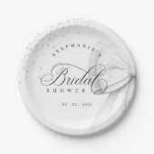 ホワイトボウパール ブライダルシャワー ペーパープレート (正面)