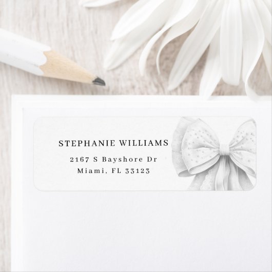 ホワイトボウパール ブライダルシャワー 返信先住所 ラベル (インサイチュ)