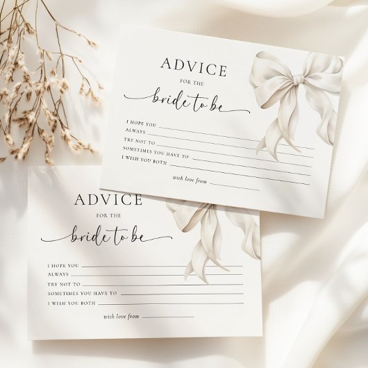 ホワイトボウブライダルシャワーアドバイスカード エンクロージャーカード