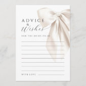 ホワイトボウブライダルシャワーアドバイス&ウィッシュズカード アドバイスカード (正面)