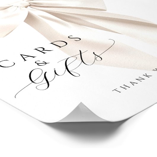 ホワイトボウブライダルシャワーカード&ギフトテーブルサイン ポスター (角)