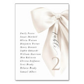 ホワイトボウブライダルシャワーシーティングチャートカード テーブルナンバー (正面)