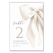 ホワイトボウブライダルシャワーテーブルカード テーブルナンバー (正面)