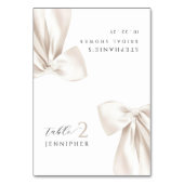 ホワイトボウブライダルシャワーテーブル名カード テーブルナンバー (正面)