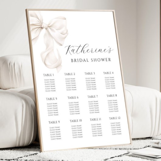 ホワイトボウブライダルシャワー座席表 ポスター